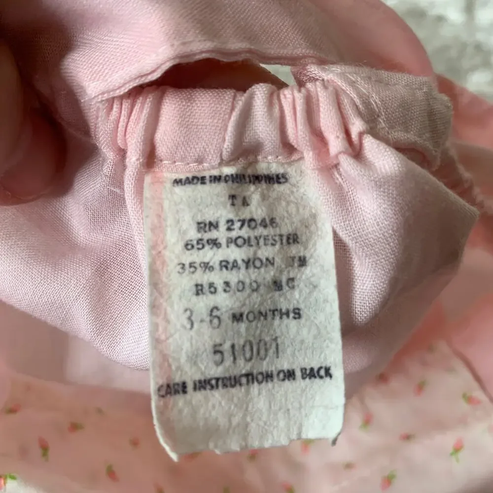 Vintage Pink Overalls Pink Rosebuds Sz 3-6 months